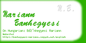 mariann banhegyesi business card